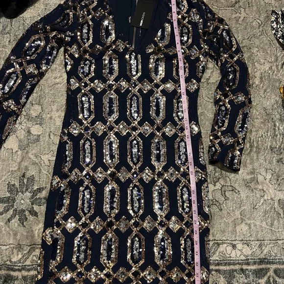 Fashion Nova Navy and Gold Long Sleeve Dress - Picture 7 of 7